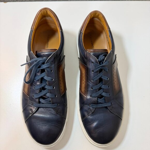 Magnanni "Phoenix” Blue & Brown Luxury Leather Sneakers {Size 12} EUC! MSRP $465 - Picture 8 of 16